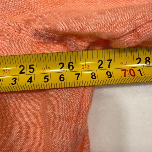 Jones New York Women Plus Sz 2X 100% LINEN  Roll Tab Sleeves Top Coral Peach - Picture 6 of 9